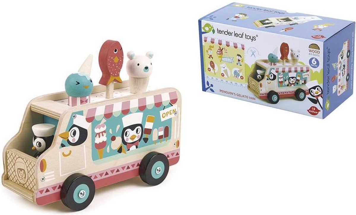 Houten ijscream truck Pinguins | Tender Leaf Toys